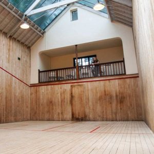 maple walled squash court